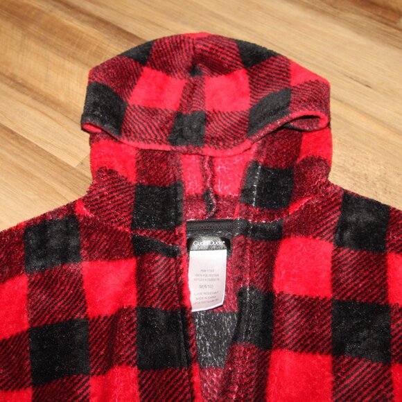 BUY IT NOW PRICE ⭐ Boy's 8/10 MED Cuddl Duds Red Black Buffalo Check Hooded Robe - Picture 2 of 4
